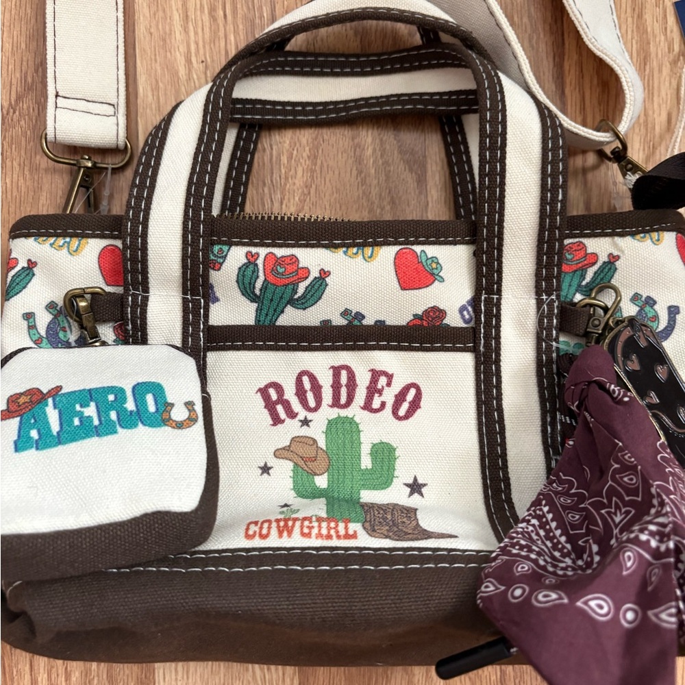 Aeropostale Rodeo Cowgirl Western Small Canvas Bag Shoulder Tote